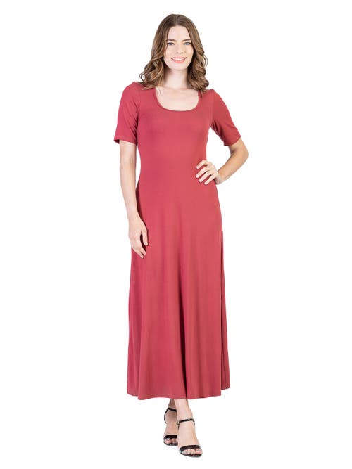 24seven Comfort Apparel Petites Casual Maxi Dress With Sleeves