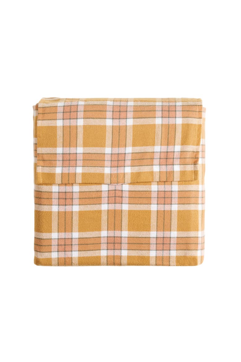 Viseu Portuguese Flannel Checked Cotton King Duvet Set, Alternate, color, Mustard