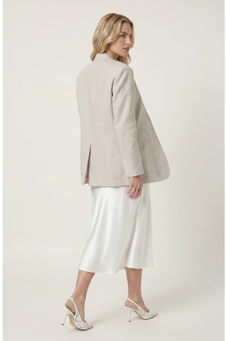 Floral Embroidered Linen Blazer, Alternate, color, White