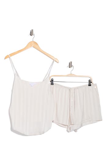 Danskin Satin Jacquard Short Pajamas In Neutral