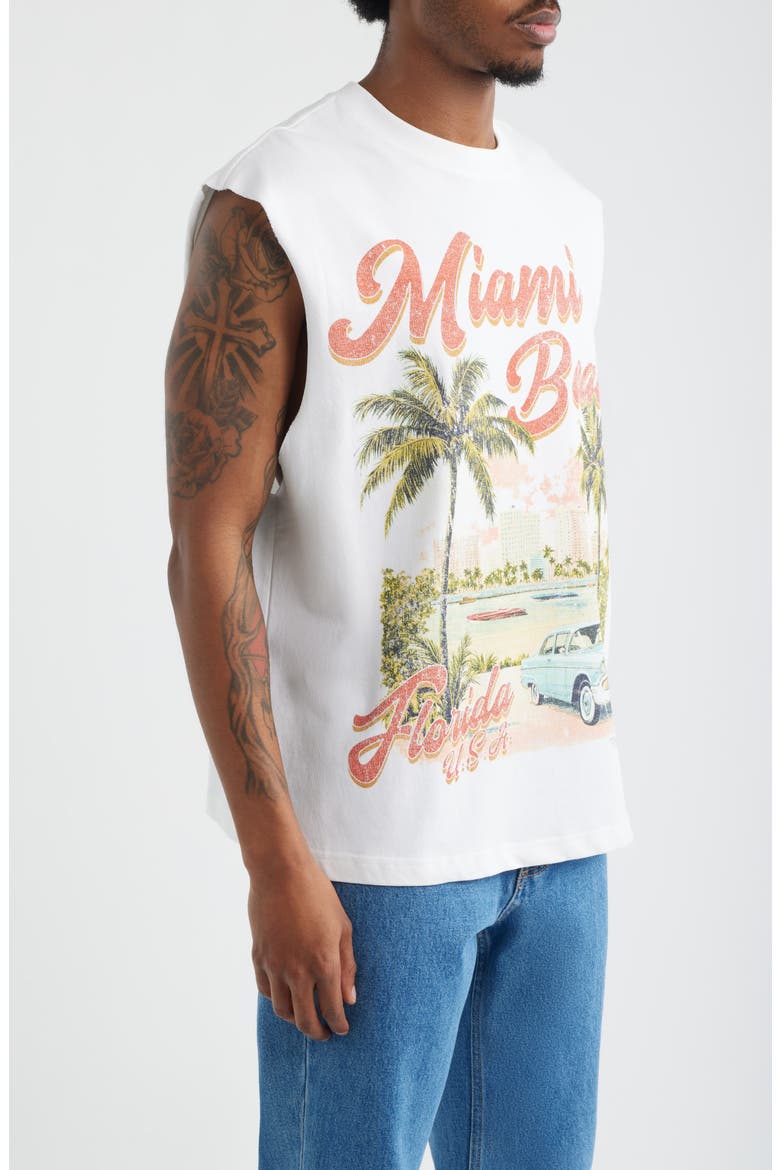 Miami Beach Graphic Cotton Muscle Tank, Alternate, color, WHITE