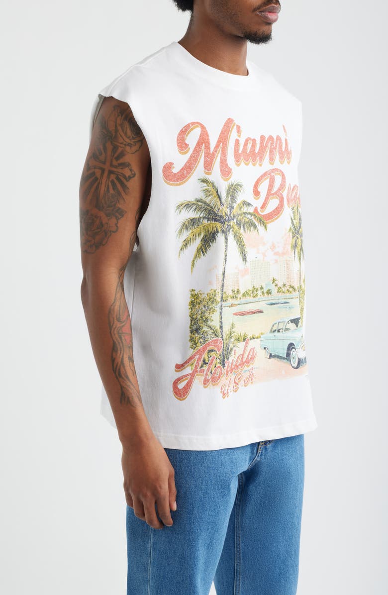 ID Supply Co Miami Beach Graphic Cotton Muscle Tank, Alternate, color, White