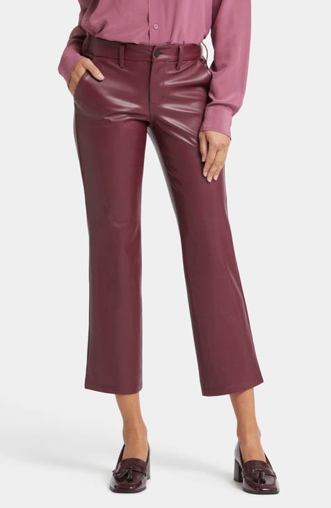 Maroon faux leather pants best sale