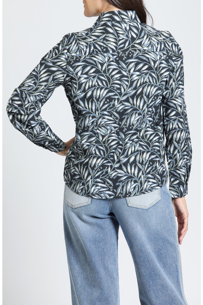 Long Sleeve Cotton Button-up Shirt, Alternate, color, ONYX/SILVER