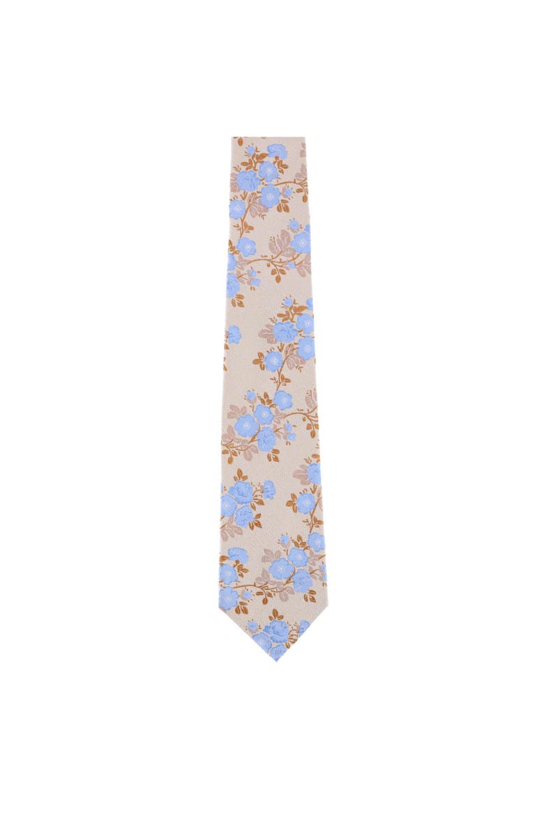 Big & Tall Florian Silk Novelty Necktie, Alternate, color, Yellow and Light Blue