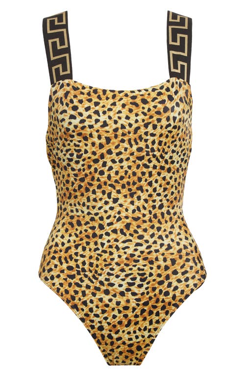 Versace Swimsuit One Piece Lycra Vita Recycled Cheetah All Over Print Neutral In Multi