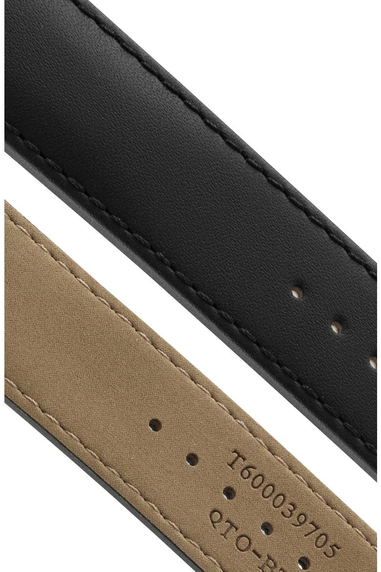 Everytime Leather Strap Watch, 42mm, Alternate, color, BLACK/ SILVER