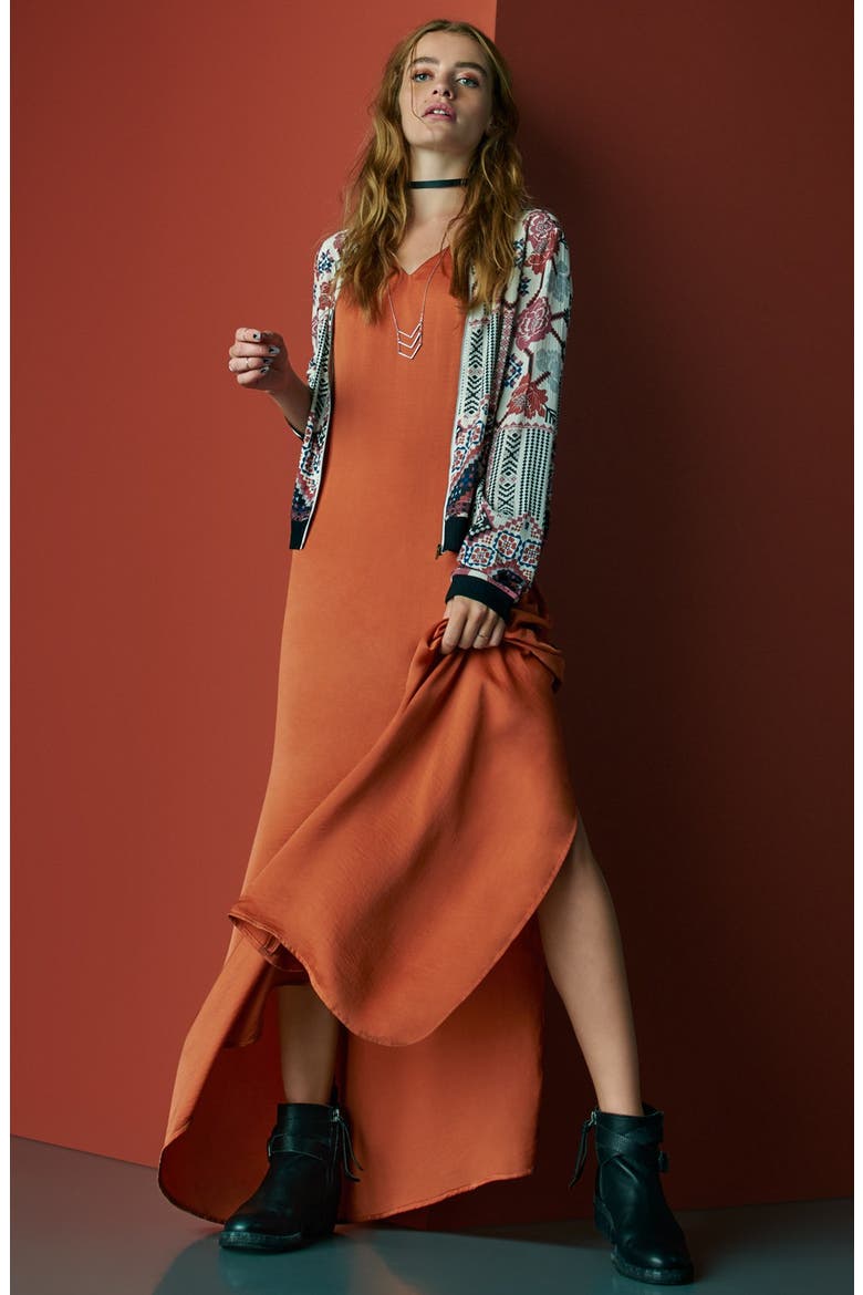 T-Back Maxi Slipdress, Alternate, color, RUST