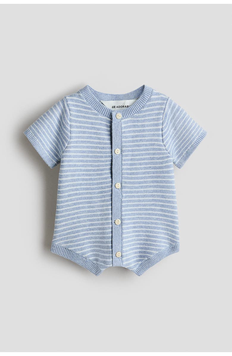 H&M Purl-knit Cotton Romper Suit, Main, color, 