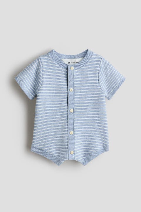 Purl-knit Cotton Romper Suit