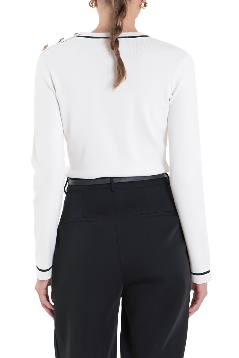 Stripe Rib Sweater, Alternate, color, OFF WHITE/ BLACK