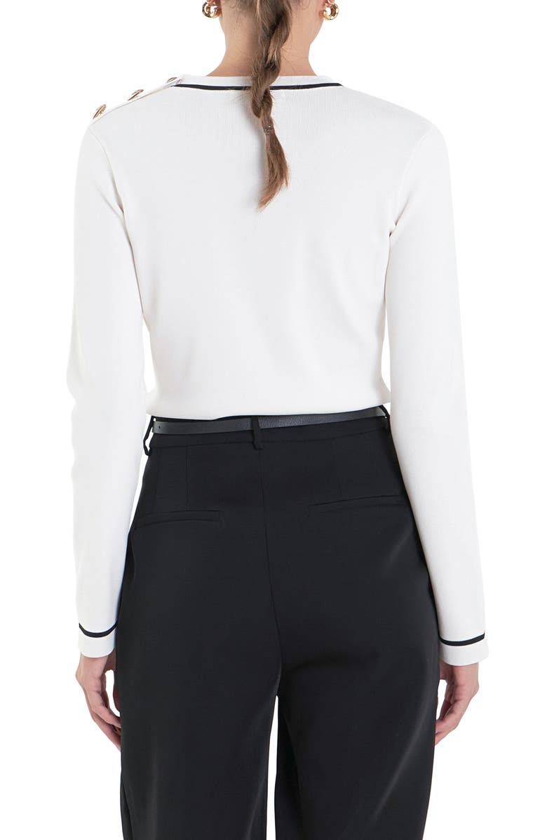 English Factory Stripe Rib Sweater, Alternate, color, Off White/ Black