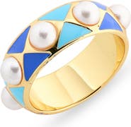 NORDSTROM RACK Faux Pearl & Enamel Band Ring