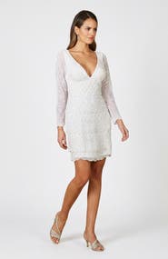 LARA New York Goldie Beaded V-Neck Mini Dress