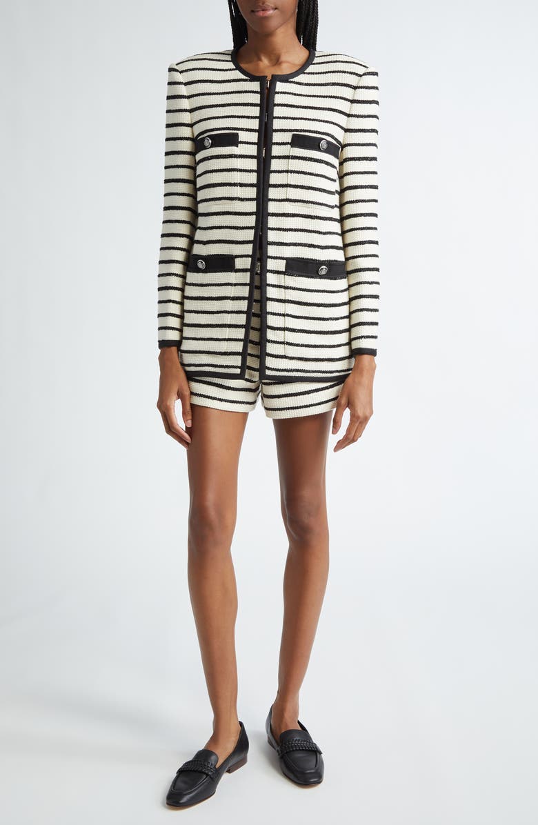 Veronica Beard Foster Cotton Blend Tweed Dickey Jacket, Alternate, color, 