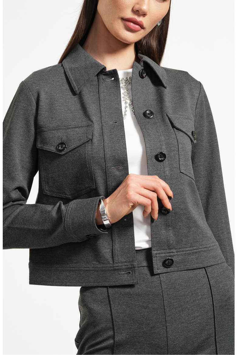 Crop Ponte Jacket, Main, color, CHARCOAL GREY