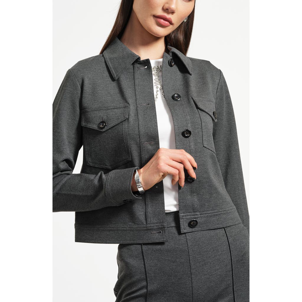 Isaac Mizrahi New York Crop Ponte Jacket in Charcoal Grey  product