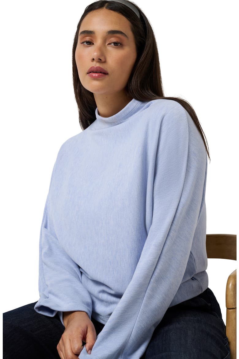 Cloud Mock Neck Pullover, Alternate, color, HEATHER ENGLISH MANOR