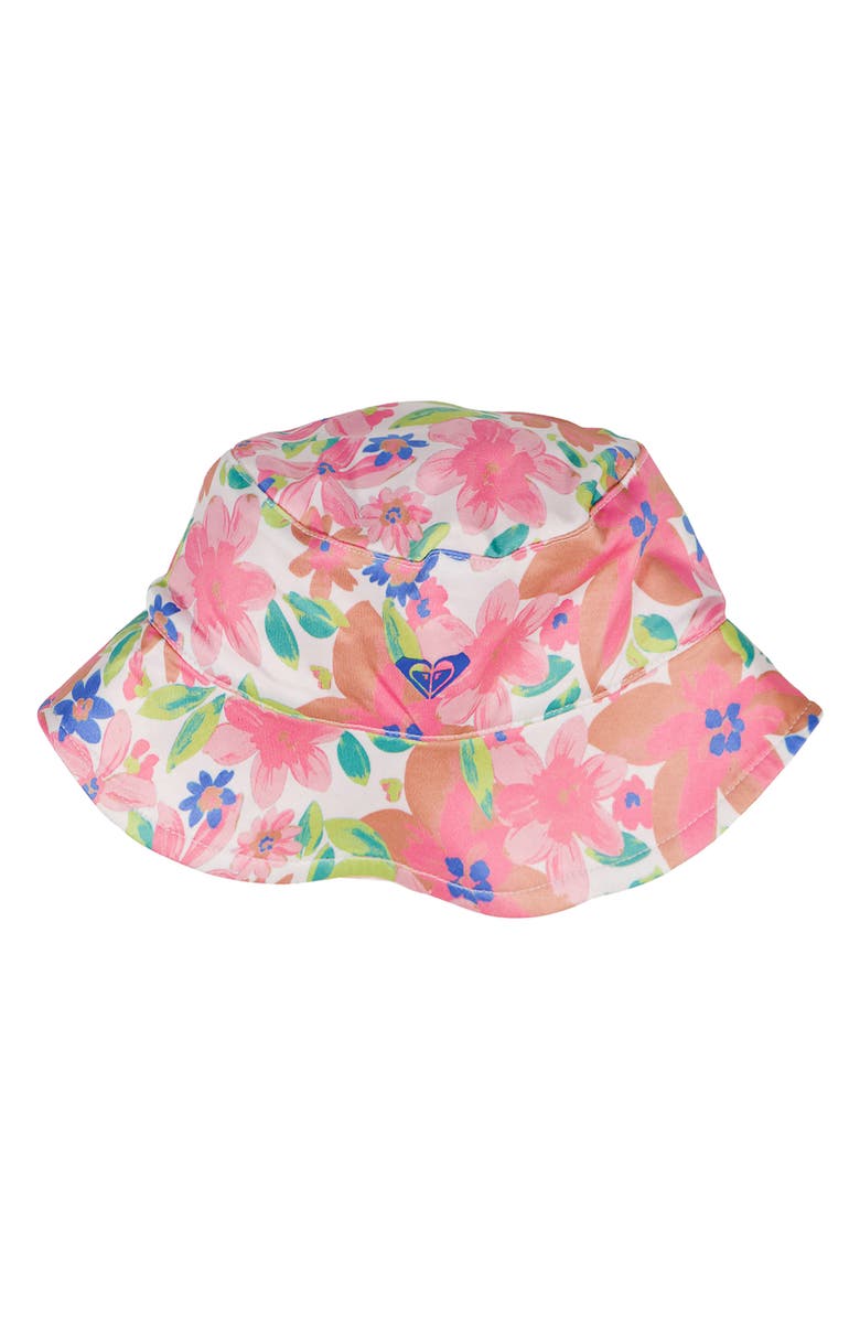 Roxy Kids' Ruffled Long Sleeve One-Piece Rashguard Swimsuit & Hat Set, Alternate, color, Pink Multi