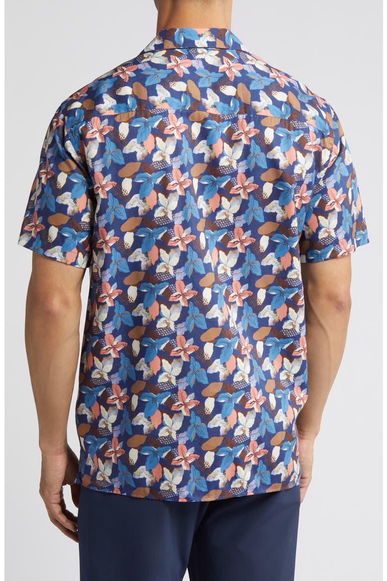 Abstract Floral Cotton and Modal Camp Shirt, Alternate, color, NAVY