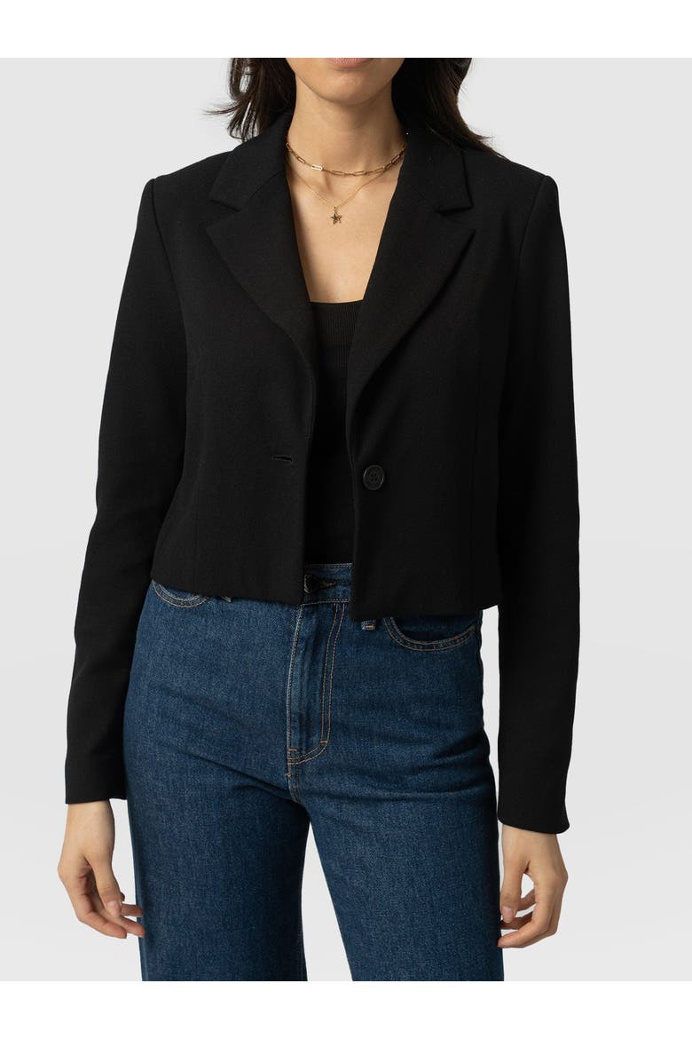 Astrid Cropped Blazer, Alternate, color, Black