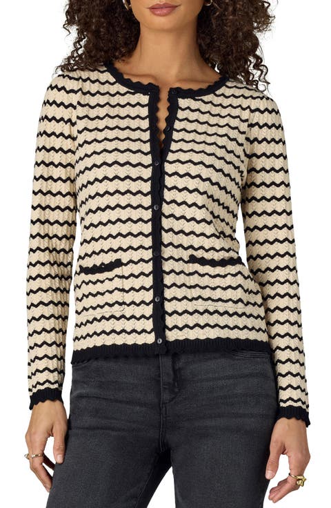 Stripe Round Neck Cardigan