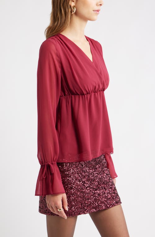 Open Edit Babydoll Chiffon Top In Burgundy