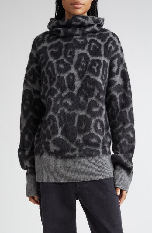 Stella Mccartney Leopard Jacquard Oversized Wool Turtleneck