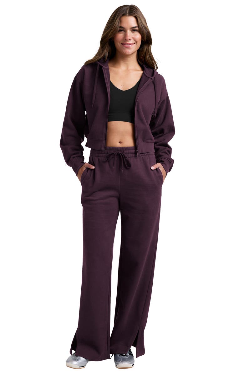 Beyond Yoga LuxeFleece Side Slit Wide Leg Pants, Alternate, color, Eggplant Purple