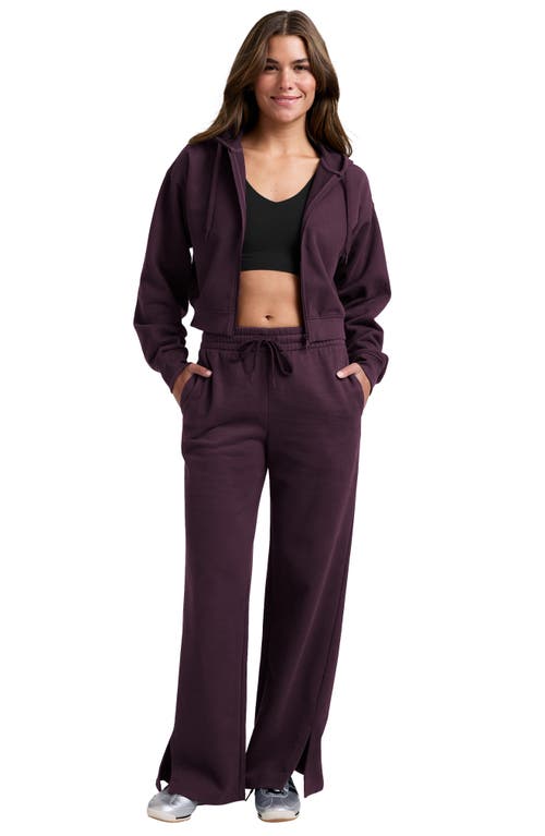 Beyond Yoga Luxefleece Side Slit Wide Leg Pants In Brown