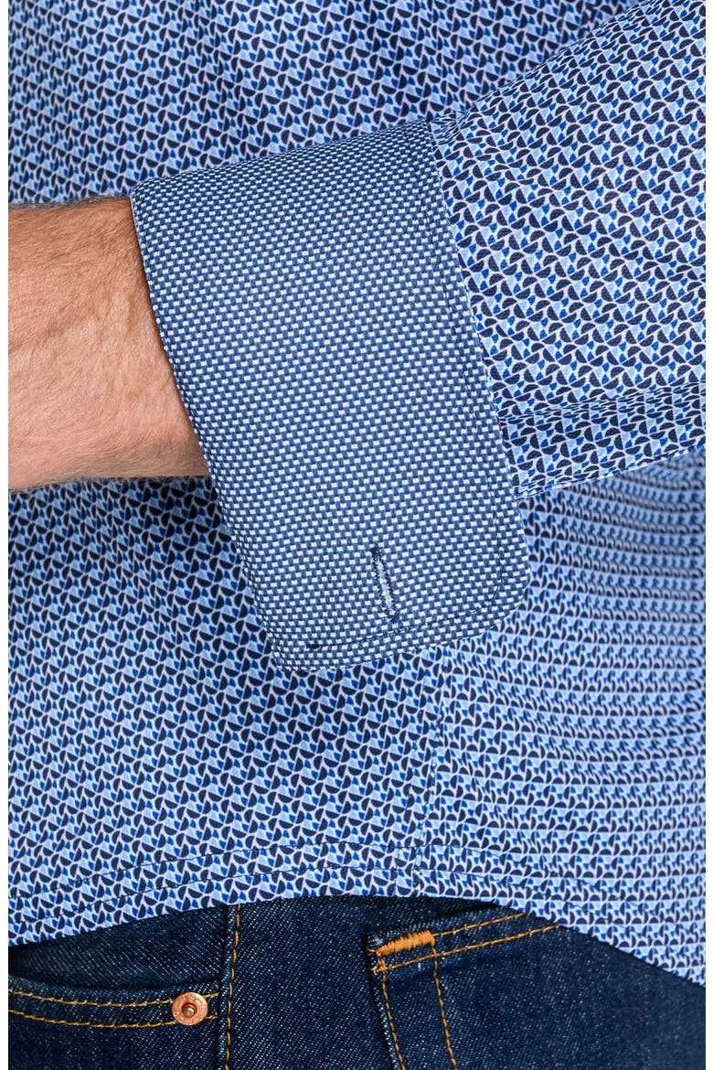 Slim Fit Abstract Geometric Knit Shirt, Alternate, color, NAVY/ BLUE
