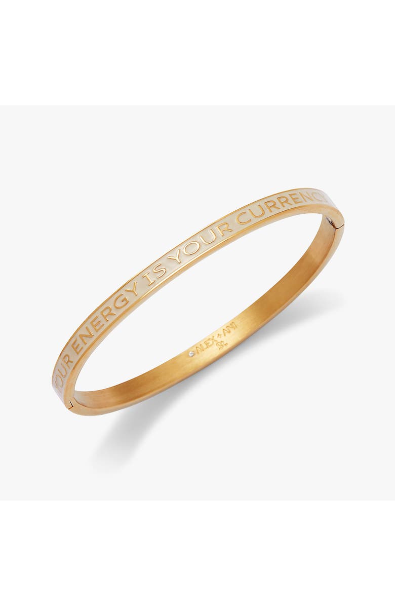 Alex and Ani Your Energy Is Your Currency Hinge Bangle Bracelet, Main, color, Gold