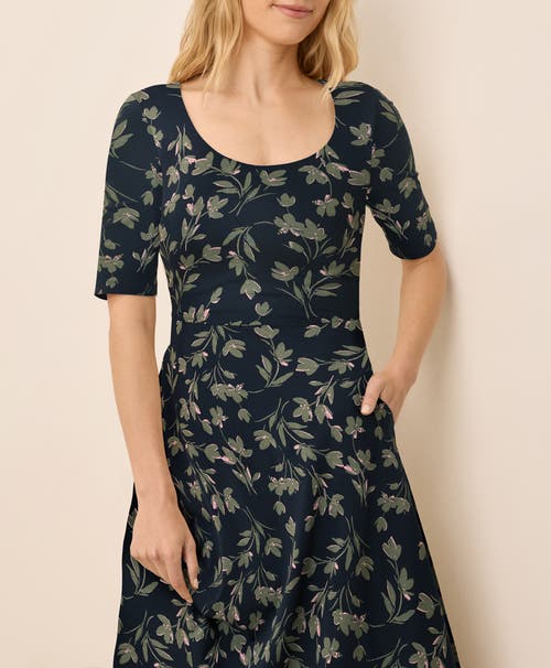 Pact Fit & Flare Signature Scoop Dress In Blue