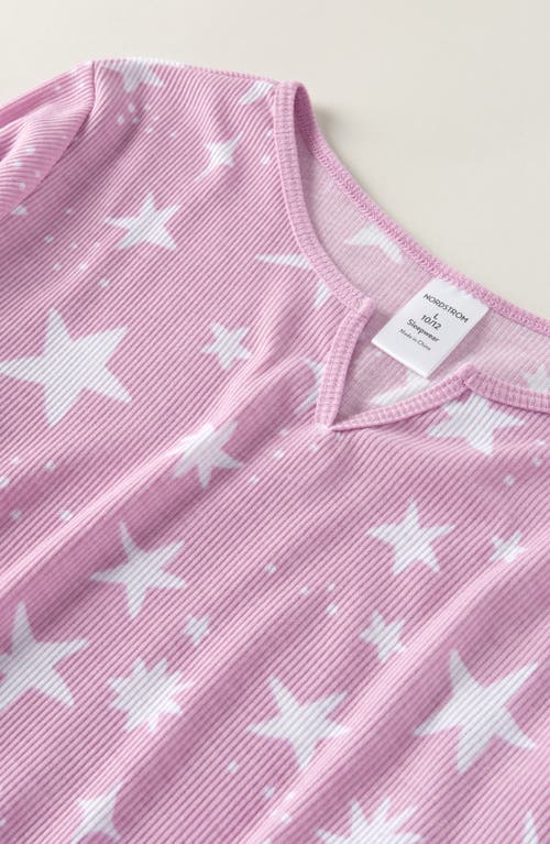 Nordstrom Kids' Print Rib Two-piece Pajamas In Pink