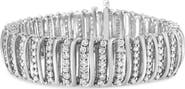 Haus of Brilliance Silver 8 1/2 Ctw Diamond Chevron "S" Curved Link Tennis Bracelet