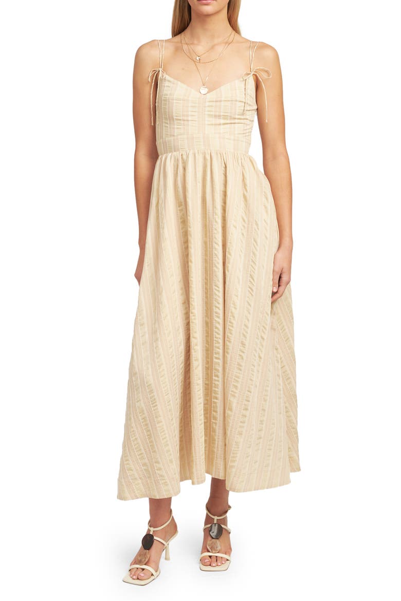 Brubeck Stripe Midi Dress, Main, color, PEACH TAUPE
