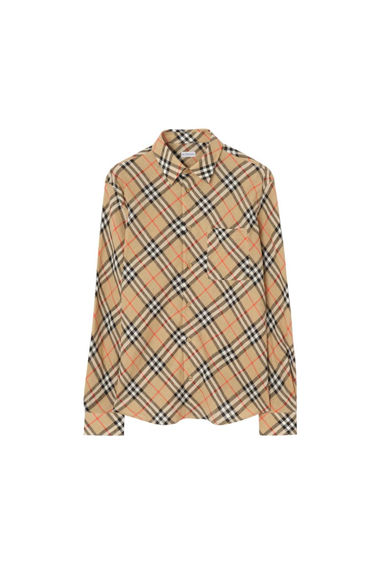 Relaxed Fit Check Linen Shirt, Alternate, color, Sand beige