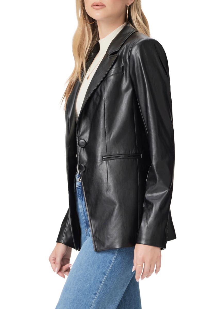 PAIGE Charli Faux Leather Blazer, Alternate, color, Black