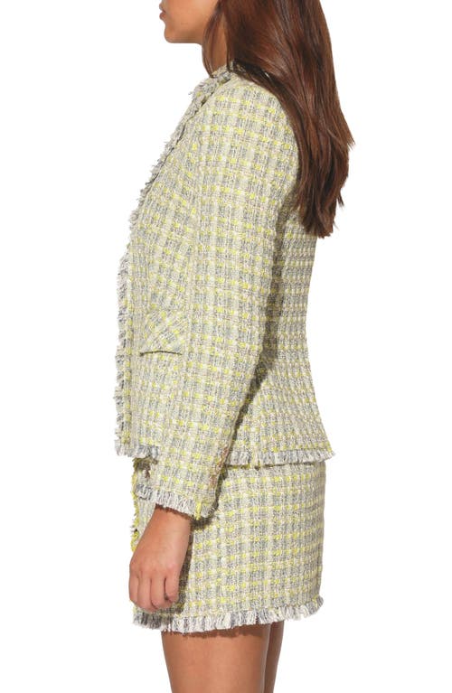 Shop Walter Baker Damon Tweed Blazer Jacket In Malibu Yellow Tweed