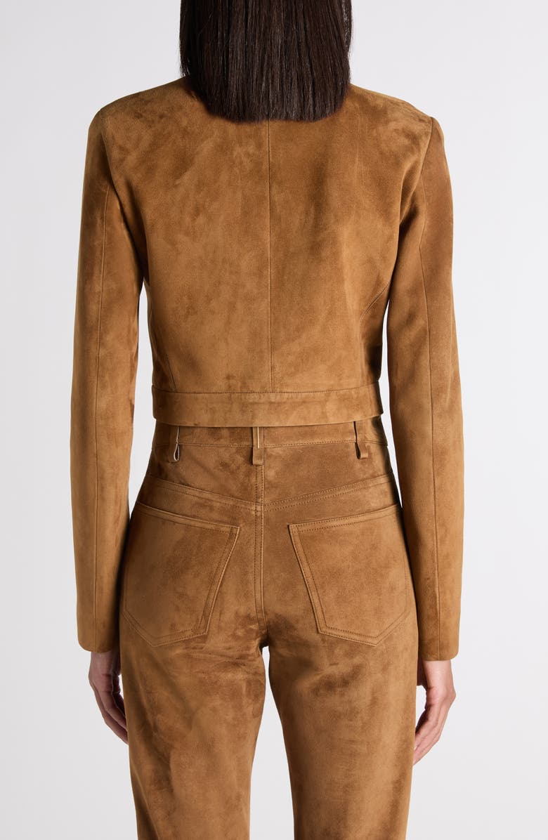 TOM FORD Crop Suede Officer Jacket, Alternate, color, Caramel