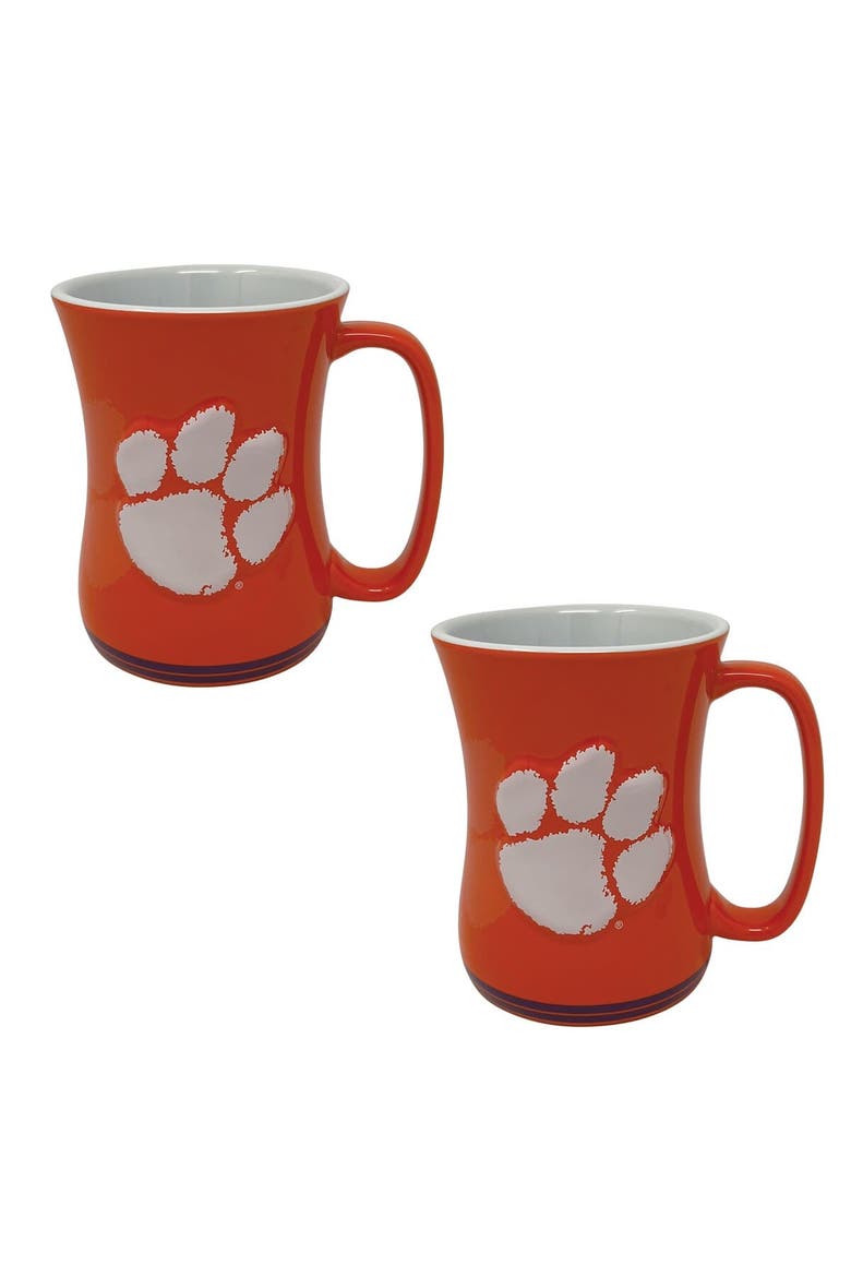 Clemson Tigers 16oz. Sculpted Barista Mug Two-Pack, Main, color, White