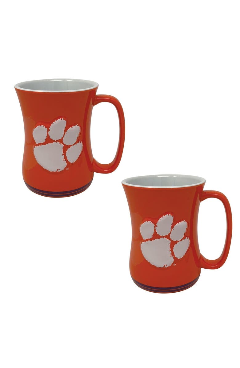 INDIGO FALLS Clemson Tigers 16oz. Sculpted Barista Mug Two-Pack, Main, color, White