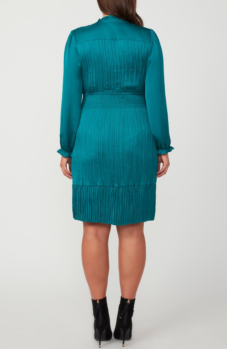 Estelle Nina Long Sleeve Satin Dress, Alternate, color, Everglade