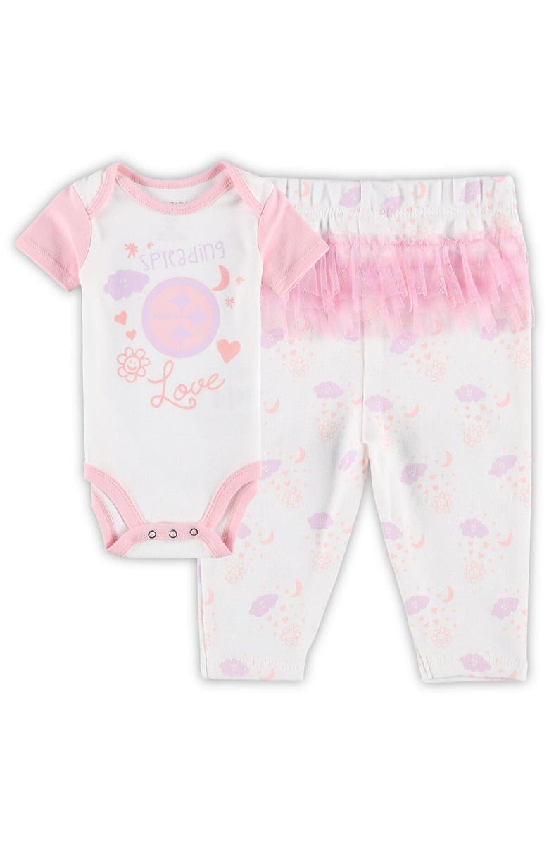 Outerstuff Girls Newborn & Infant White Pittsburgh Steelers Spreading Love Bodysuit and Tutu Leggings Set, Main, color, White
