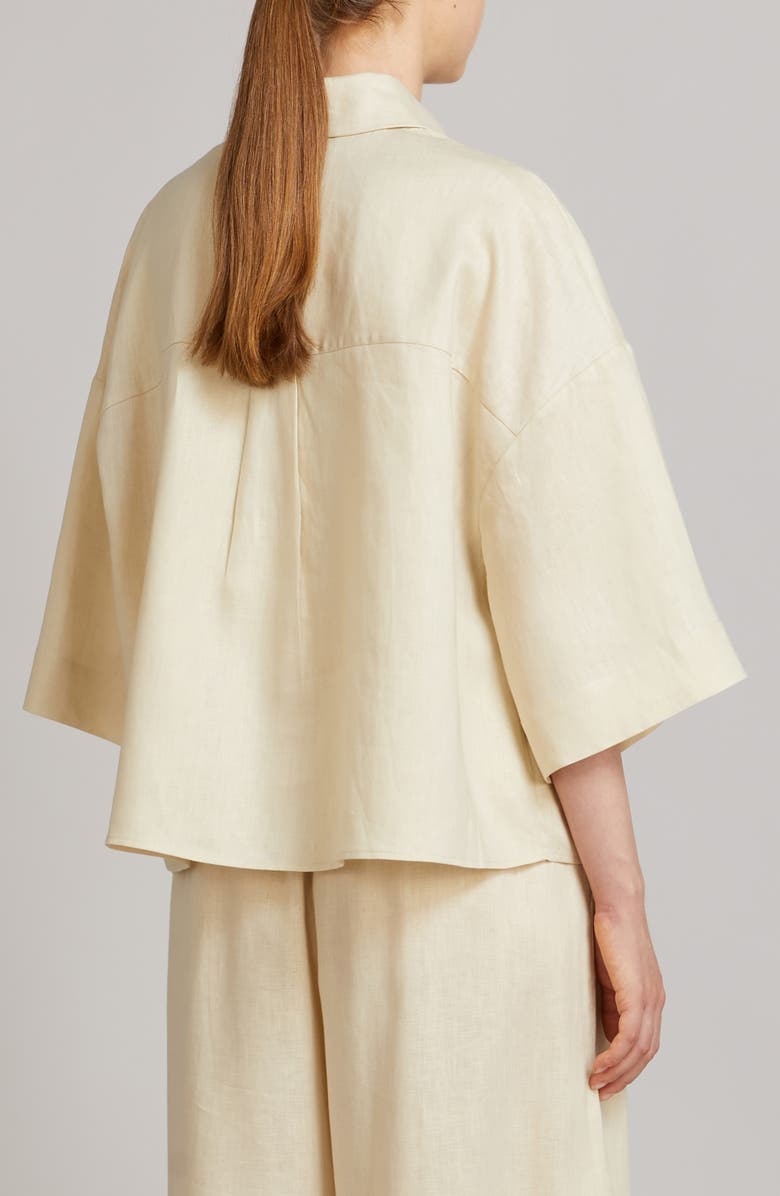 MM by Max Mara Rito Linen Canvas Button-Up Shirt, Alternate, color, 