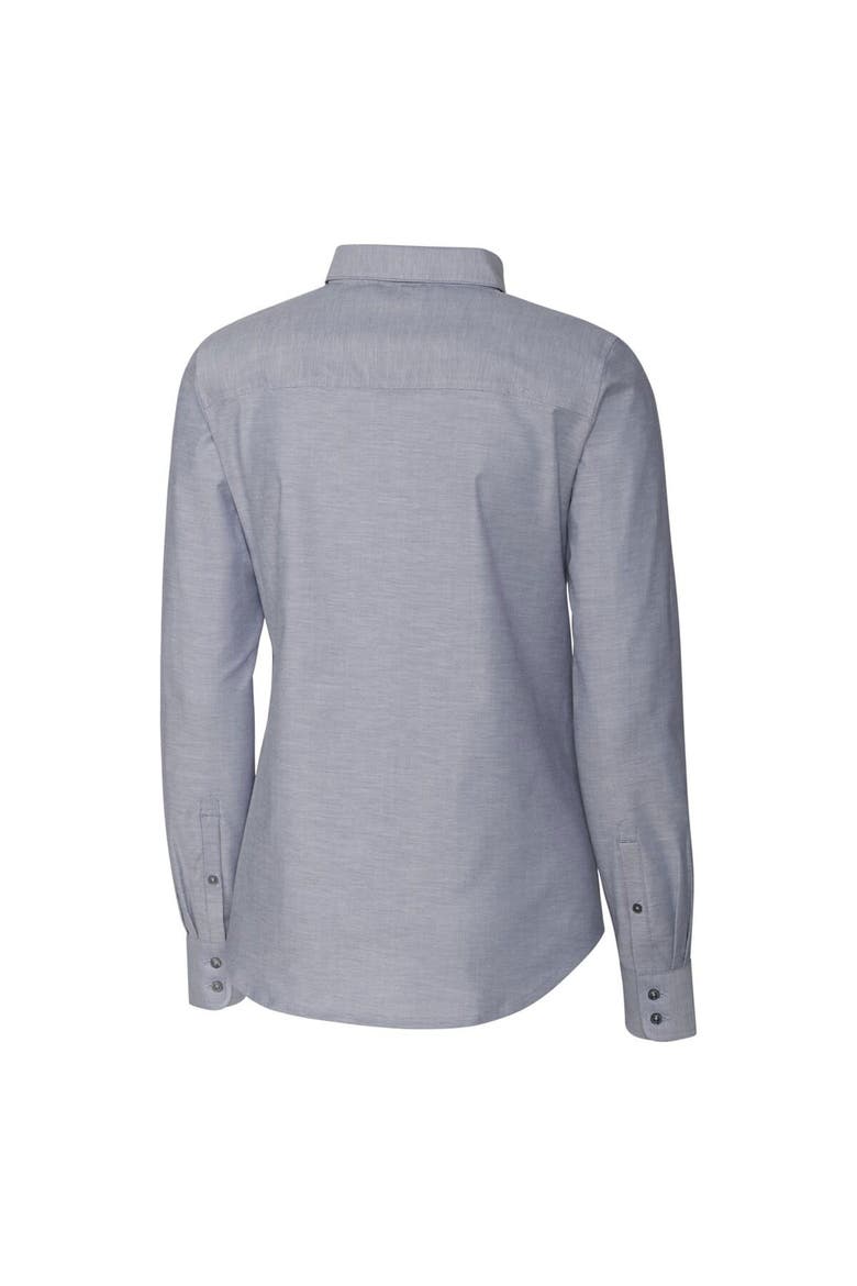 Women's Cutter & Buck Charcoal Tampa Bay Buccaneers Throwback Logo Oxford Stretch Long Sleeve Button-Up Shirt, Alternate, color, Charcoal