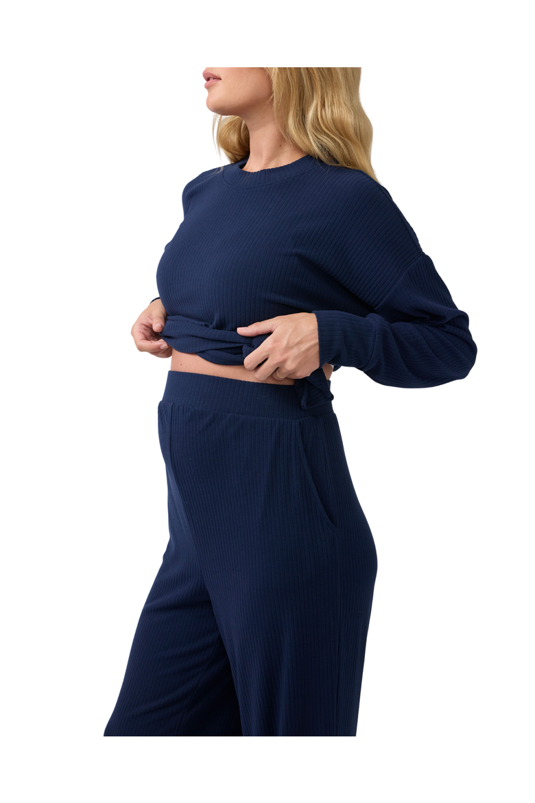 Wide Leg Knit Maternity Pant, Alternate, color, Navy