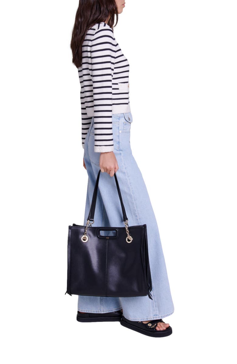 maje Striped knit cardigan, Alternate, color,