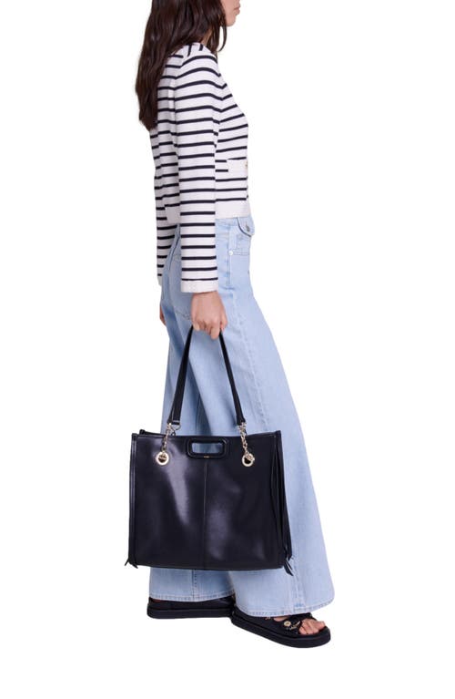 Maje Gestreifter Cardigan In Navy/ecru