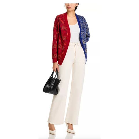 Windhoek Two Tone Color Block Print Cardigan